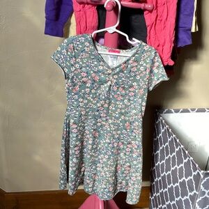 Zunie Kids Floral Dress - Green and Pink